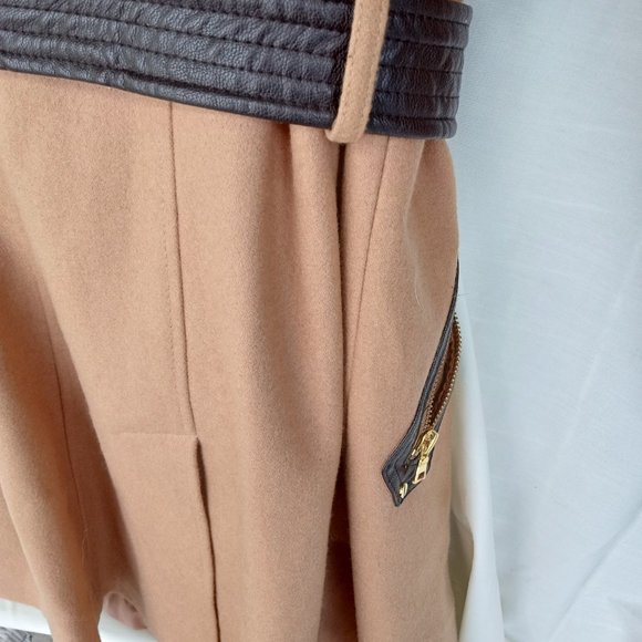 Via Spiga Women's Brown Trench Coat with Faux Fur Collar Sz 10 - Picture 9 of 11